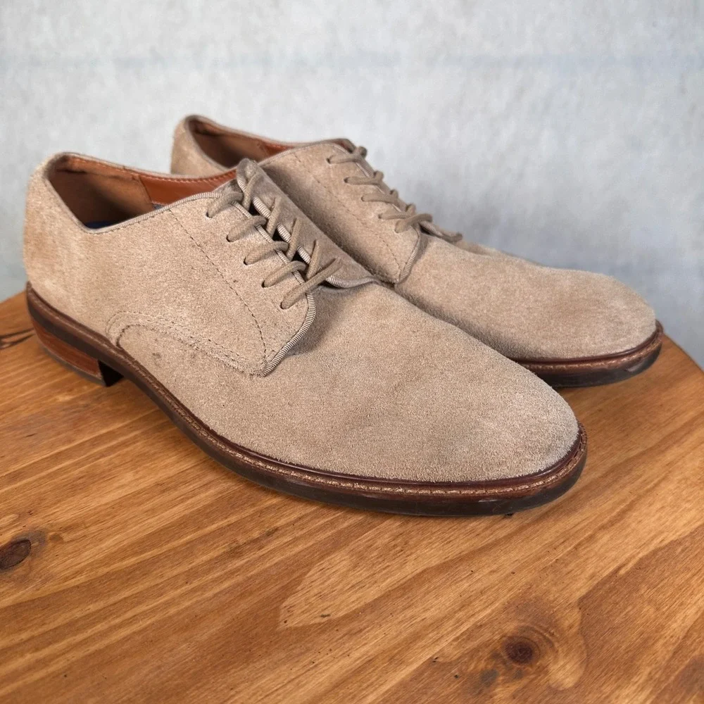 Vince Camuto Derby Shoes Mens 11 Tan Suede Good Lace Up Business Casual Classic